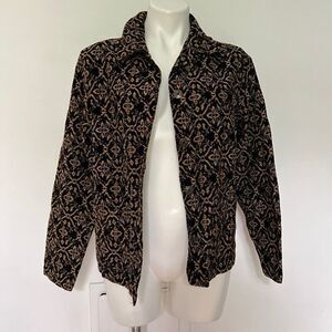 Field Gear black and gold tapestry coat Y2K